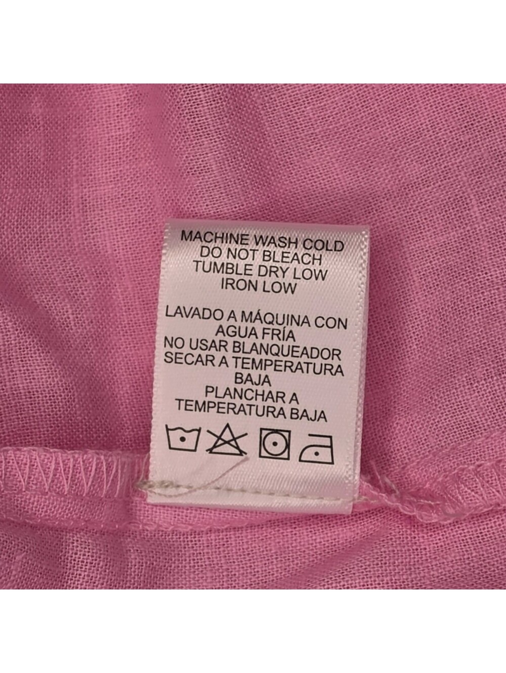 Love Tree Small Pink Linen Blend Button Up Blouse Short Sleeve Coastal Casual - Picture 8 of 9